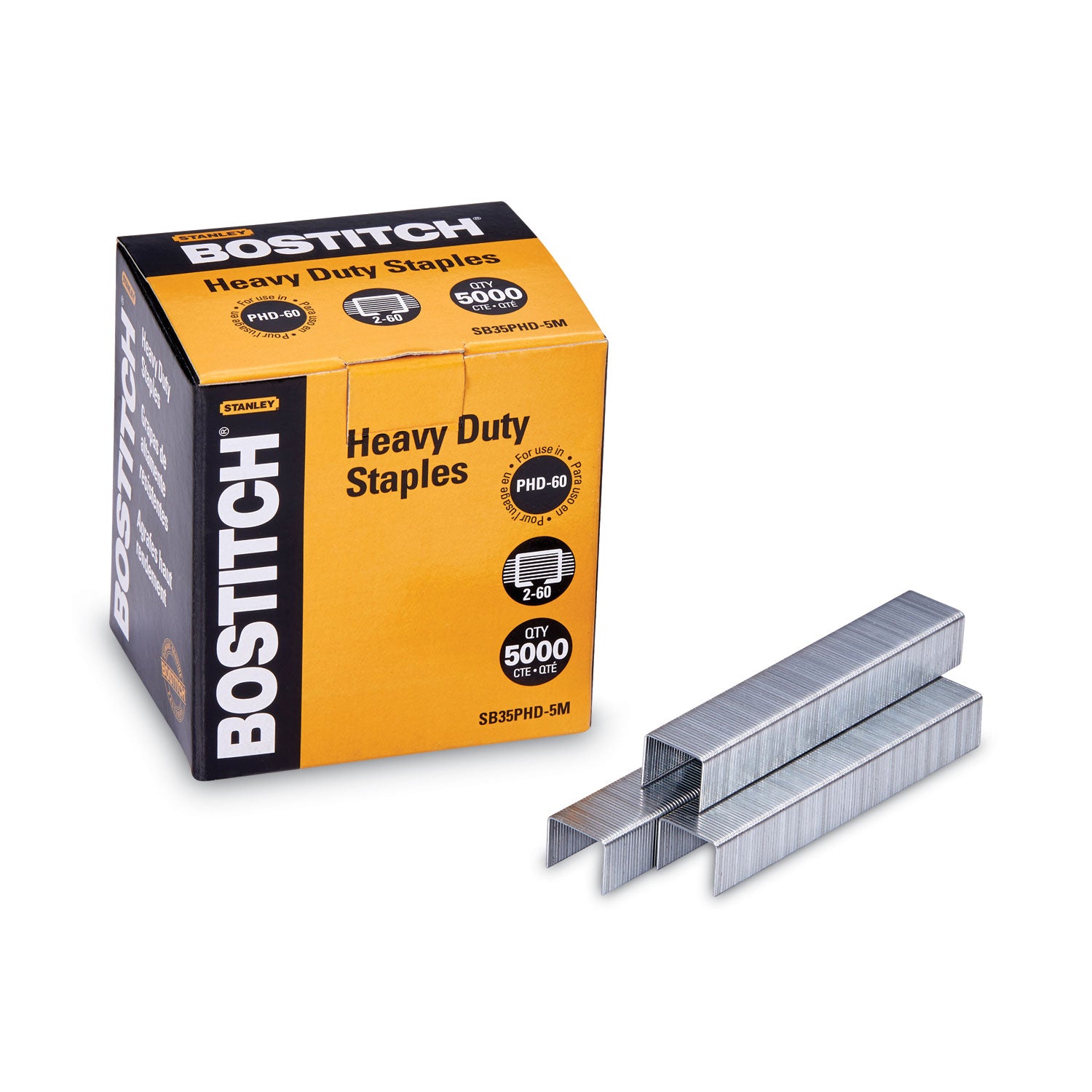 Heavy-Duty Premium Staples, 0.38" Leg, 0.5" Crown, Steel, 5,000/Box