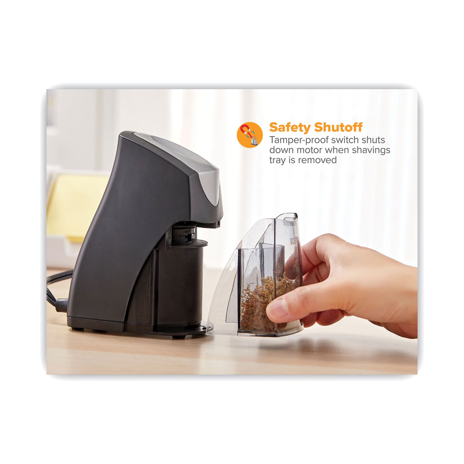QuietSharp Executive Vertical Electric Pencil Sharpener, AC-Powered, 5.88 x 3.69 x 6.4, Black - 