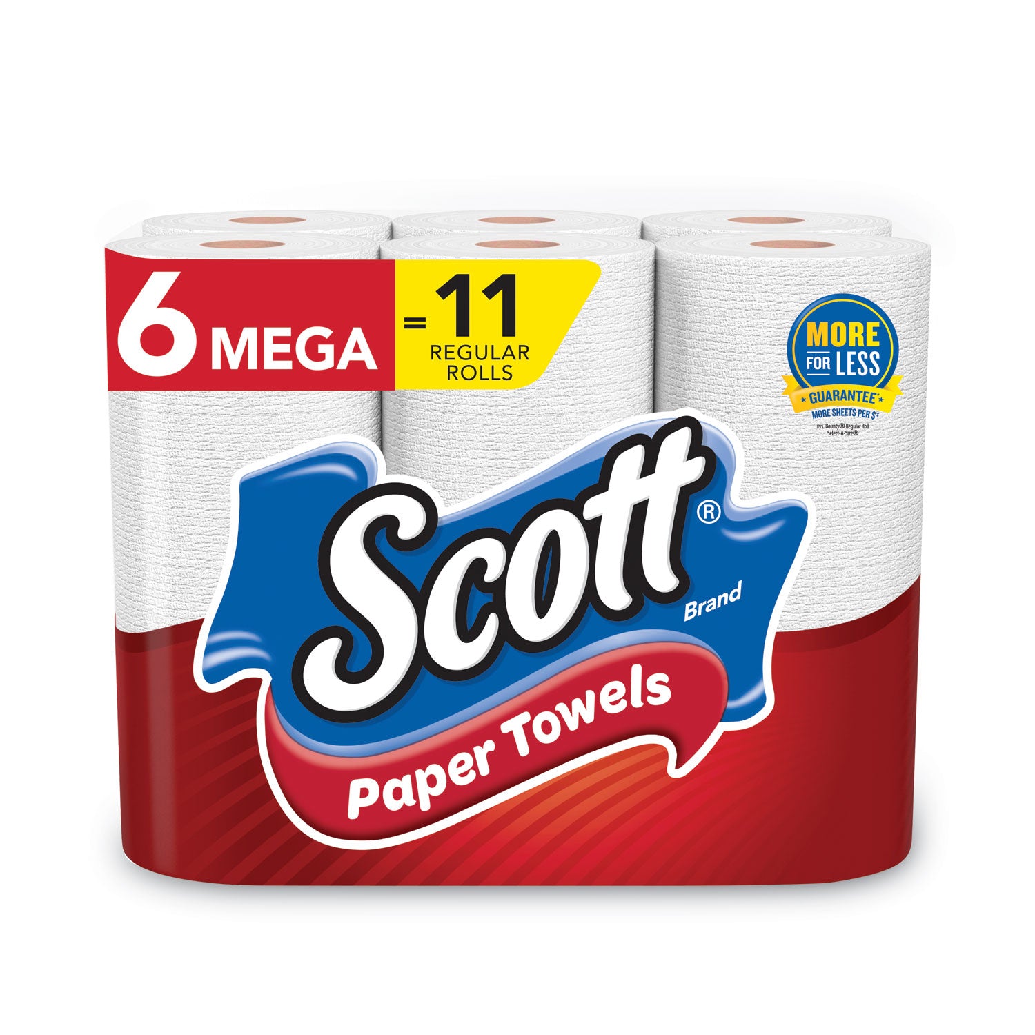 Choose-a-Size Mega Kitchen Roll Paper Towels, 1-Ply, 102/Roll, 6 Rolls/Pack, 4 Packs/Carton - 