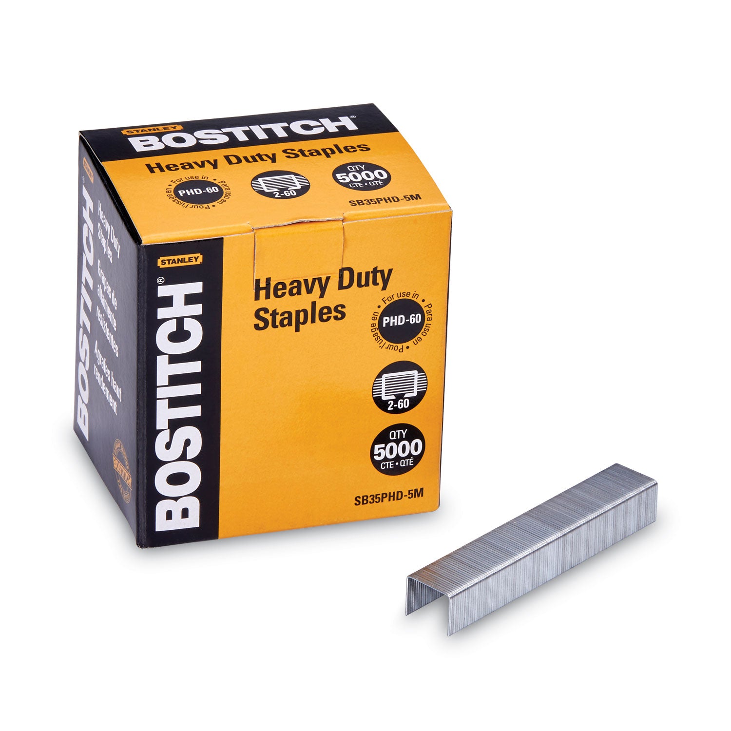 Heavy-Duty Premium Staples, 0.38" Leg, 0.5" Crown, Steel, 5,000/Box
