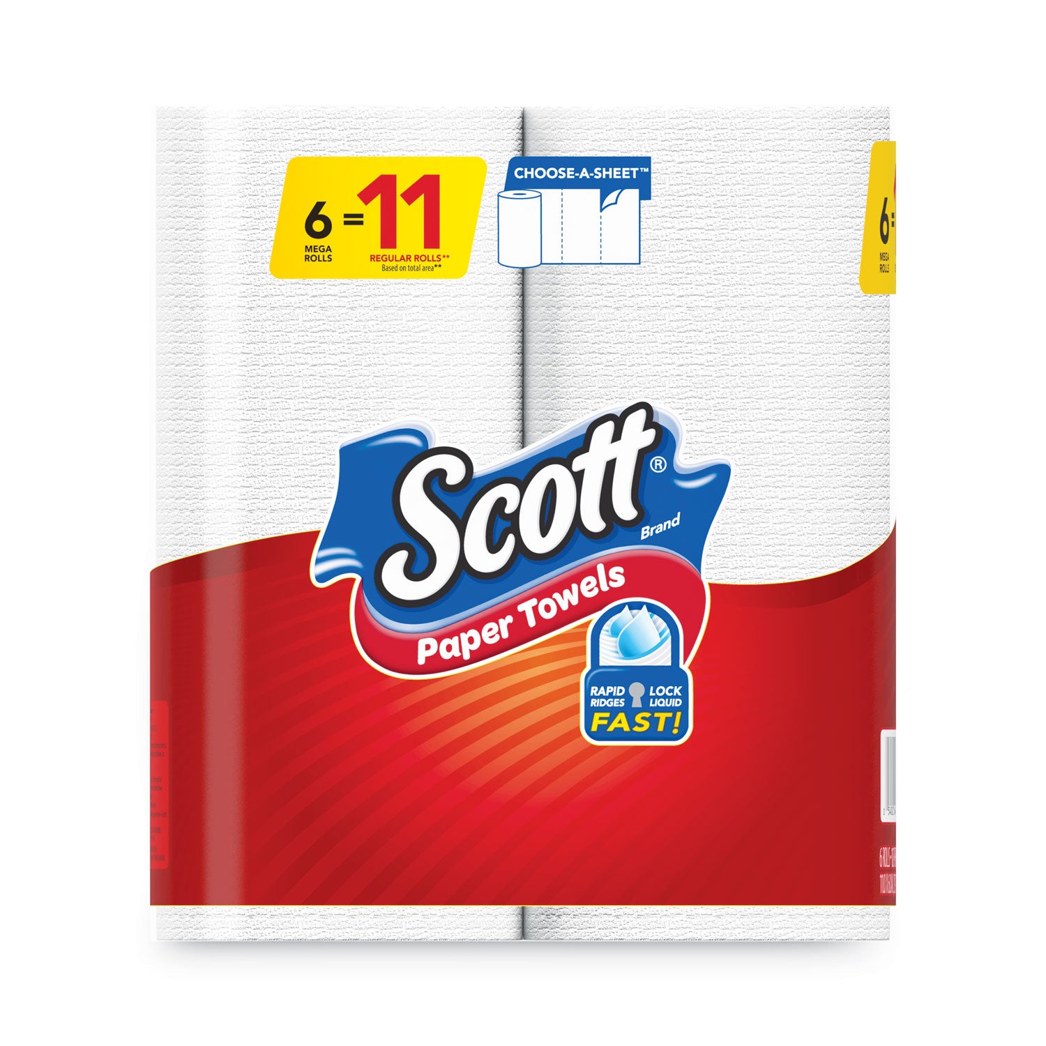 Choose-a-Size Mega Kitchen Roll Paper Towels, 1-Ply, 102/Roll, 6 Rolls/Pack, 4 Packs/Carton - 