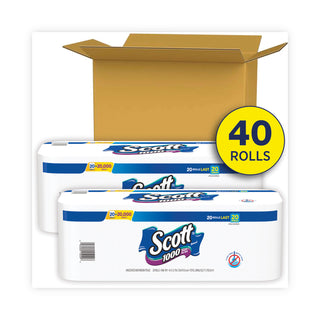 1000 Bathroom Tissue, Septic Safe, 1-Ply, White, 1,000 Sheet/Roll, 20/Pack