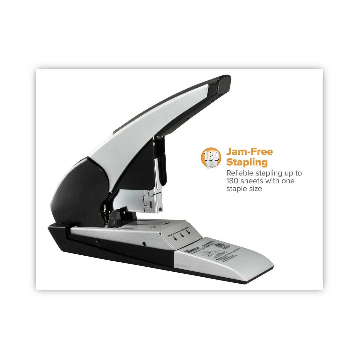 Auto 180 Xtreme Duty Automatic Stapler, 180-Sheet Capacity, Silver/Black