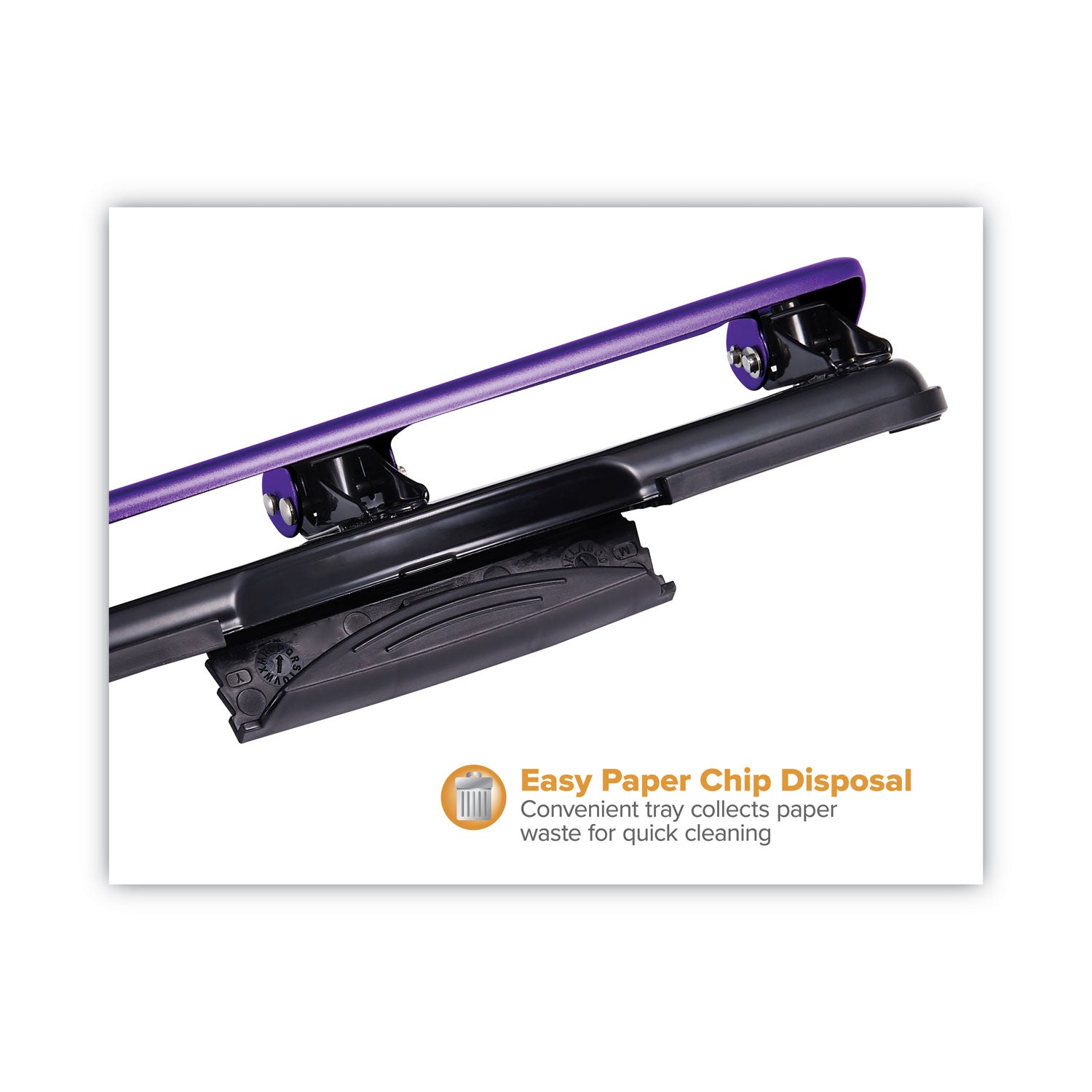 12-Sheet EZ Squeeze Three-Hole Punch, 9/32" Holes, Purple/Black - 