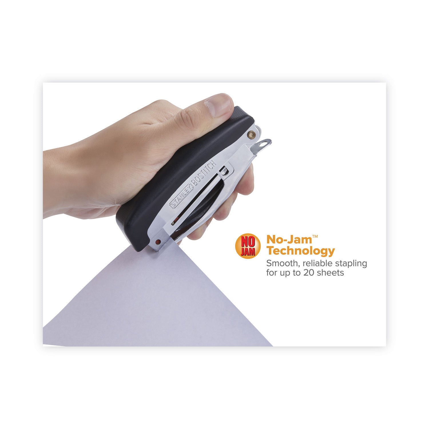 Deluxe Hand-Held Stapler, 20-Sheet Capacity, Black