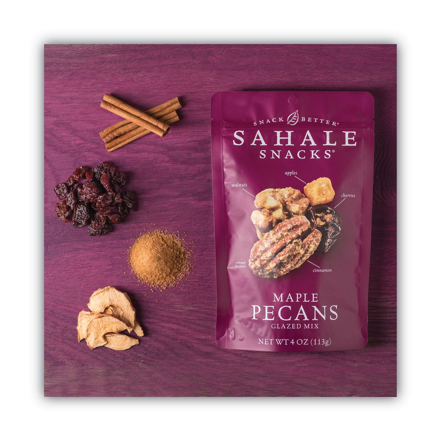Glazed Mixes, Maple Cinnamon Pecan Walnut, 1.5 oz Pouch, 18/Carton
