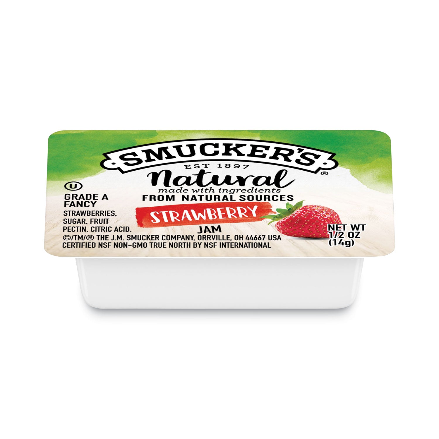 smuckers-1-2-ounce-natural-jam-05-oz-container-strawberry-200-carton_smu8201 - 1