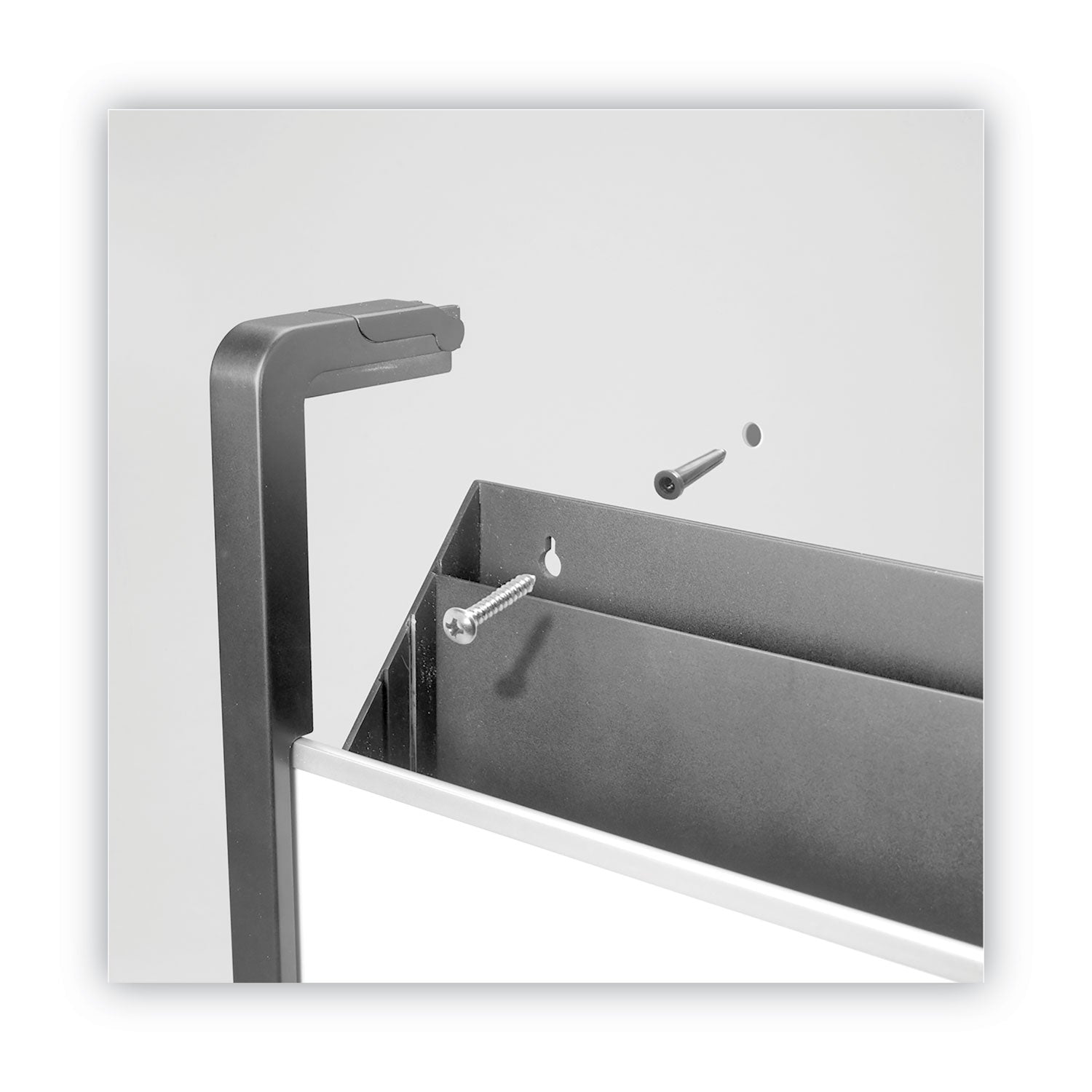 Hanging File Pocket with Dry Erase Board, 3 Sections, Letter Size, 15" x 4", x 20", Black - 