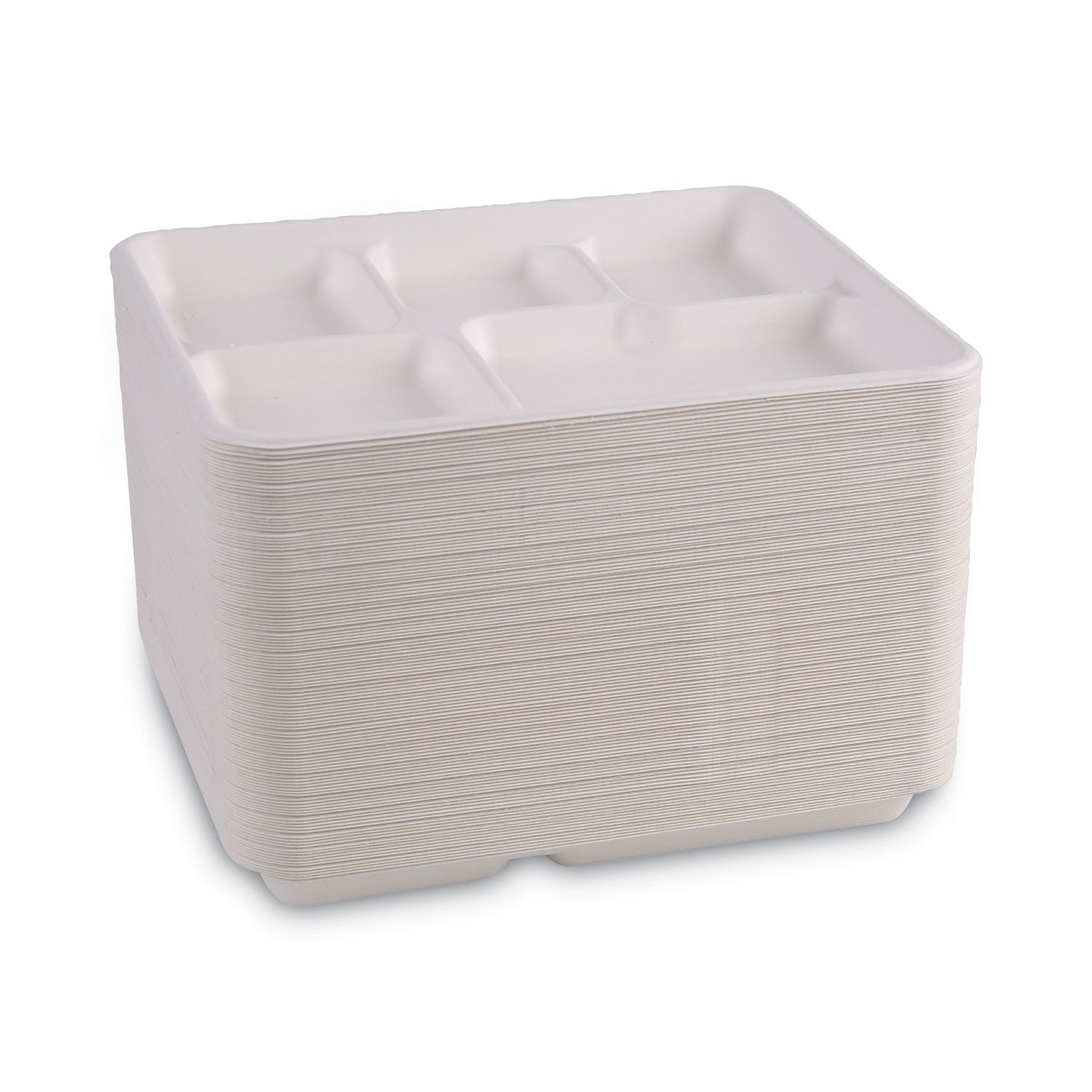 bagasse-dinnerware-5-compartment-tray-10-x-8-white-500-carton_bwktraywf128 - 2