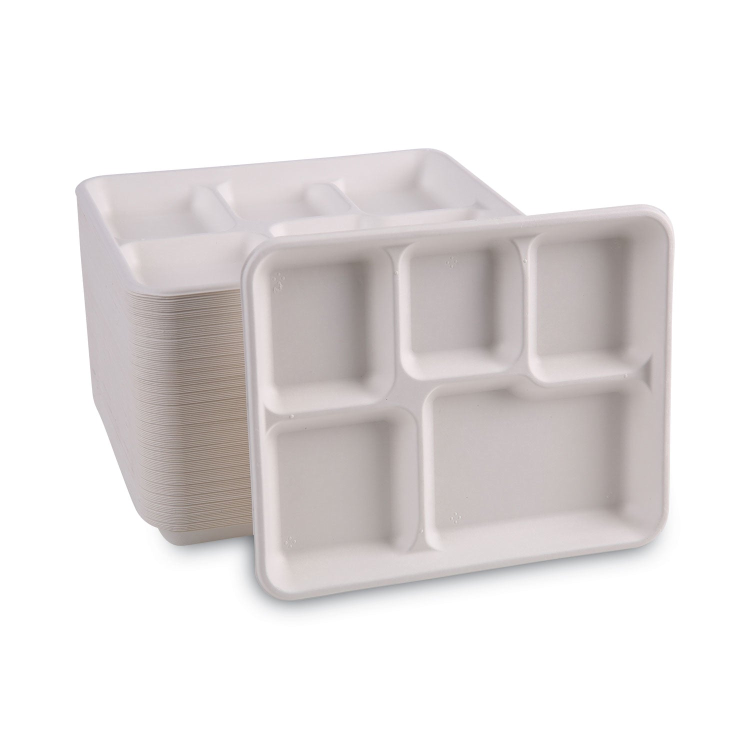 bagasse-dinnerware-5-compartment-tray-10-x-8-white-500-carton_bwktraywf128 - 5