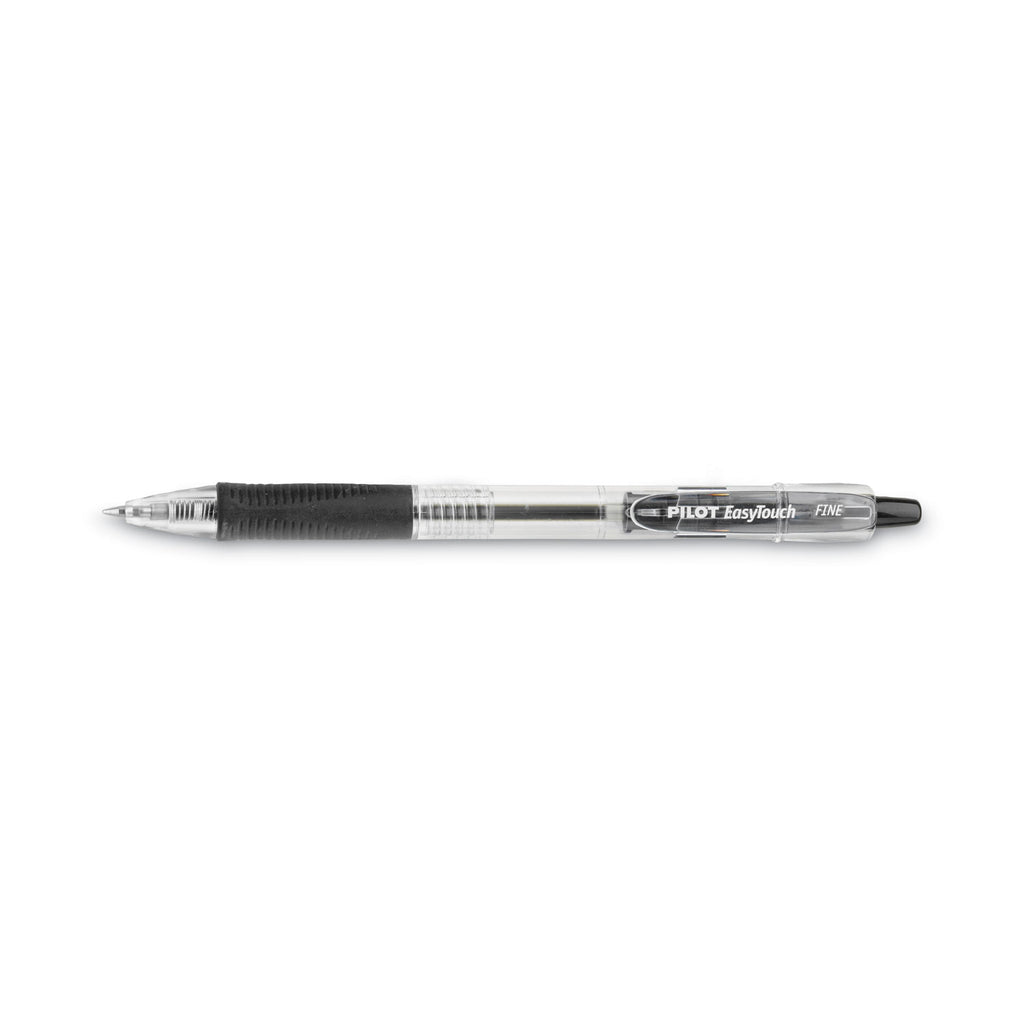 EasyTouch Ballpoint Pen, Retractable, Fine 0.7 mm, Black Ink, Clear Barrel, Dozen
