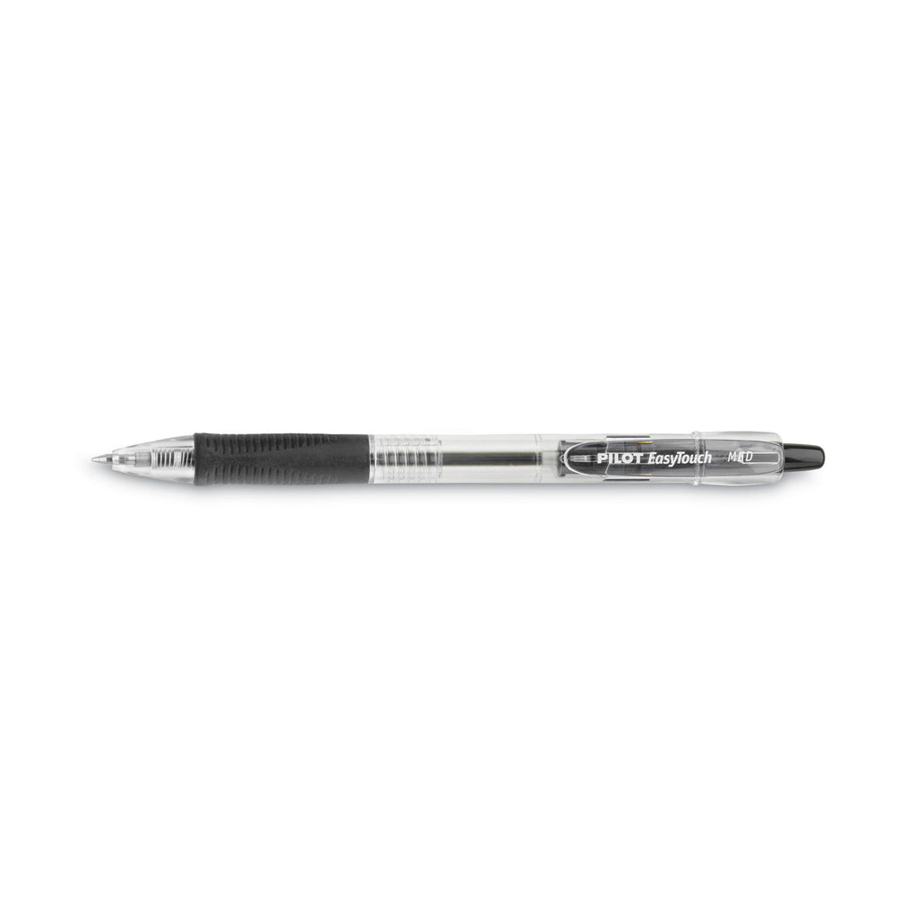 EasyTouch Ballpoint Pen, Retractable, Medium 1 mm, Black Ink, Clear Barrel, Dozen