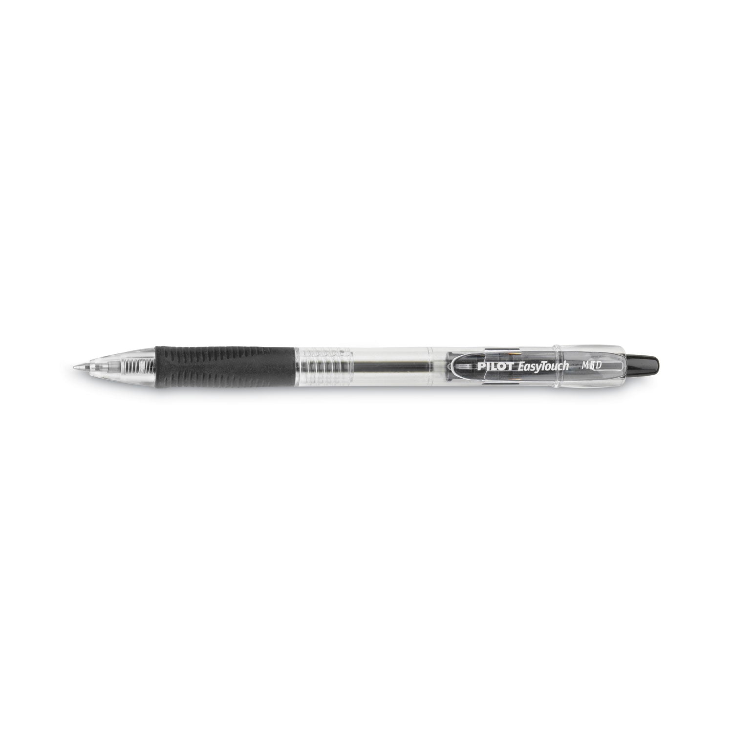 EasyTouch Ballpoint Pen, Retractable, Medium 1 mm, Black Ink, Clear Barrel, Dozen