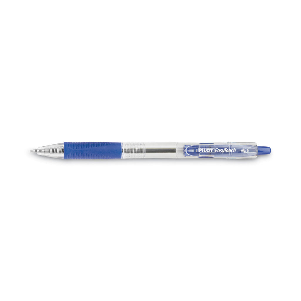 EasyTouch Ballpoint Pen, Retractable, Medium 1 mm, Blue Ink, Clear Barrel, Dozen