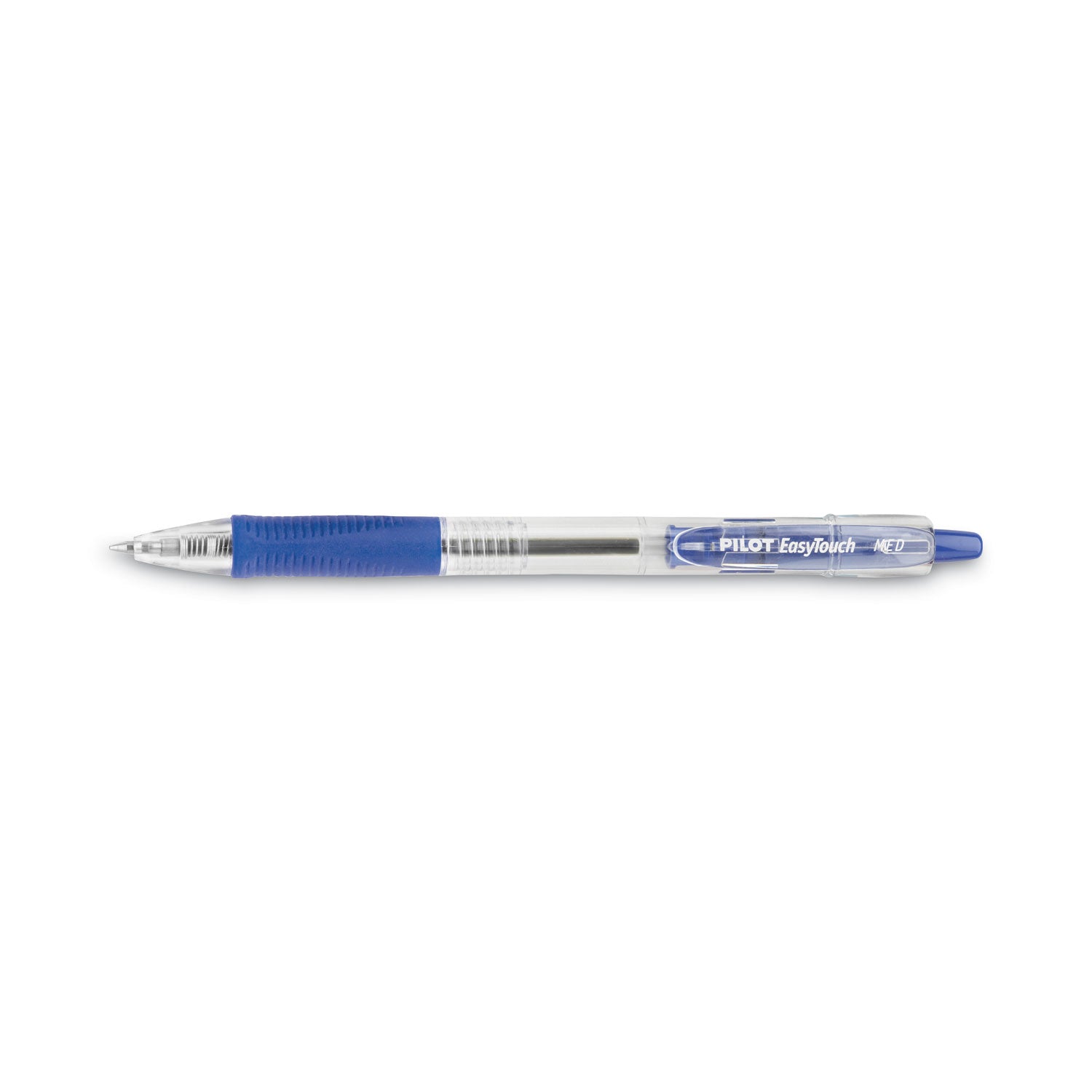 EasyTouch Ballpoint Pen, Retractable, Medium 1 mm, Blue Ink, Clear Barrel, Dozen