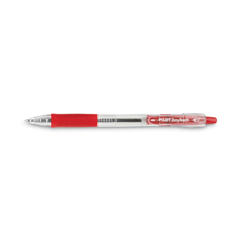 EasyTouch Ballpoint Pen, Retractable, Medium 1 mm, Red Ink, Clear Barrel, Dozen