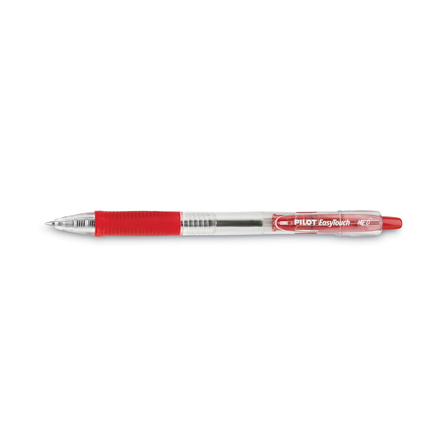 EasyTouch Ballpoint Pen, Retractable, Medium 1 mm, Red Ink, Clear Barrel, Dozen