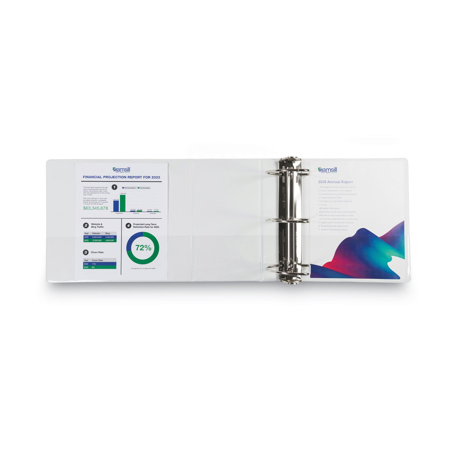 Nonstick D-Ring View Binder, 3 Rings, 6" Capacity, 11 x 8.5, White