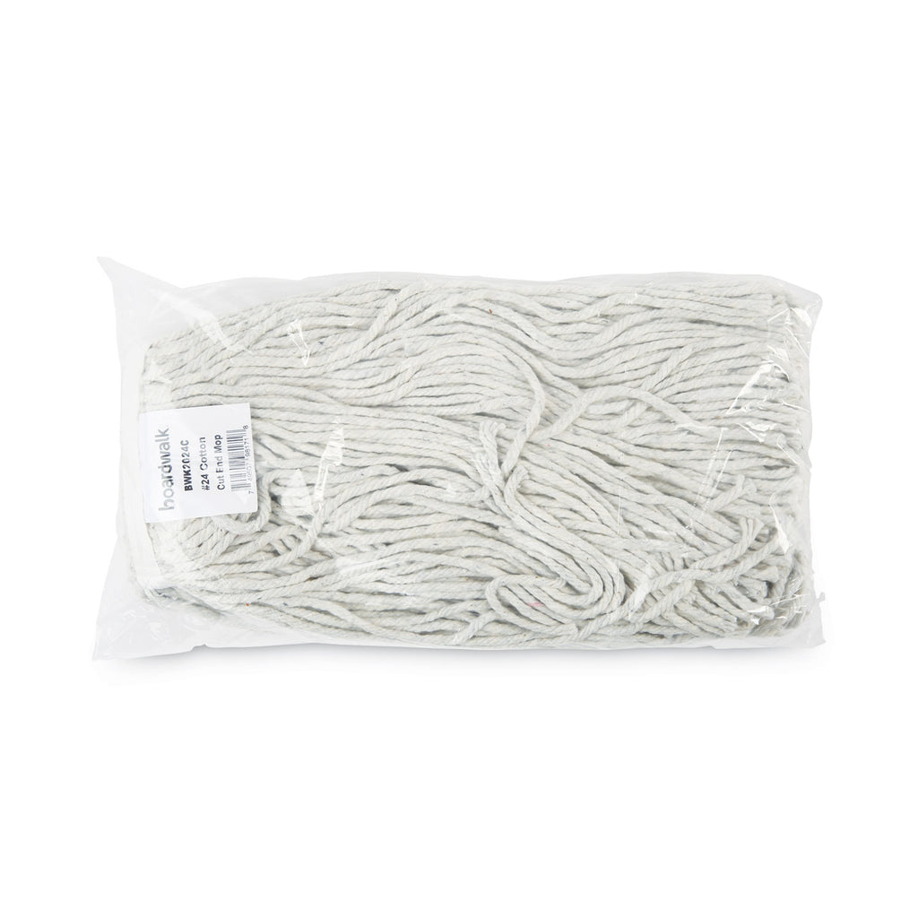 Cut-End Wet Mop Head, Cotton, No. 24, White 12/Carton