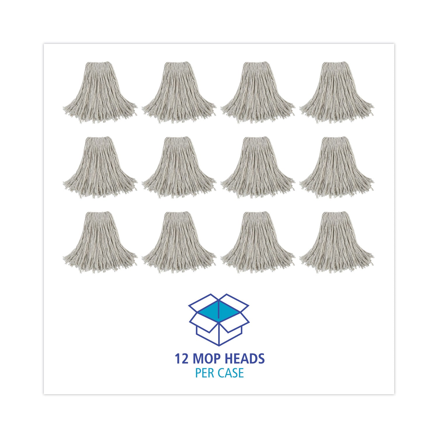 Cut-End Wet Mop Head, Cotton, No. 24, White 12/Carton