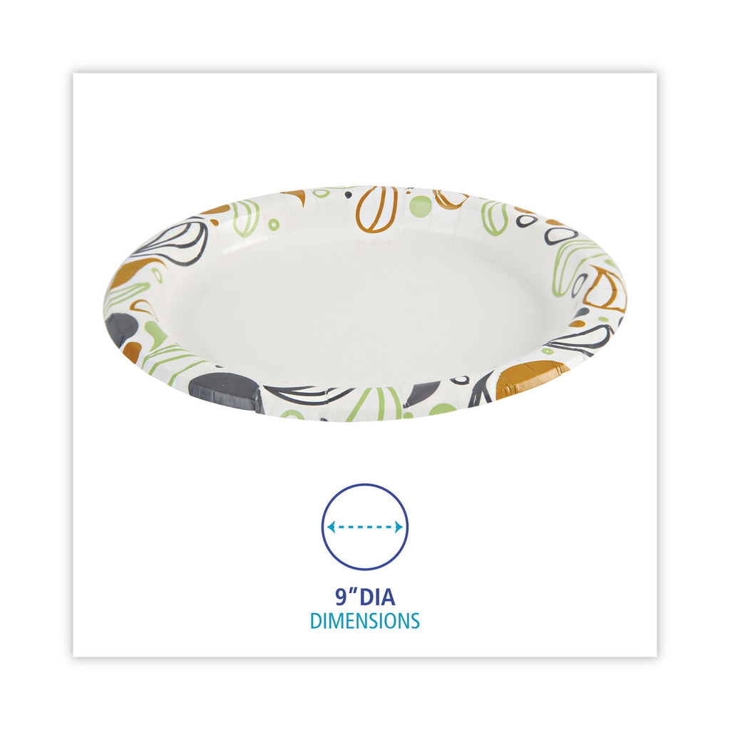 Deerfield Printed Paper Plates, 9" dia, Coated/Soak Proof, Multicolor, 125/Pack, 8 Packs/Carton