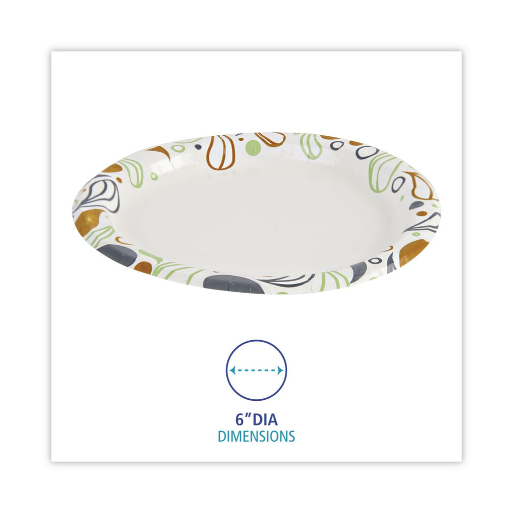 Deerfield Printed Paper Plates, 6" Dia, Coated/Soak Proof, Multicolor, 250/Pack, 4 Packs/Carton