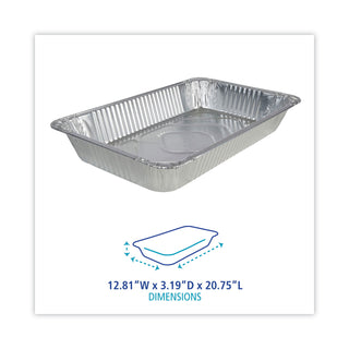 Aluminum Steam Table Pans, Full-Size Deep, 3.19" Deep, 12.81 x 20.75, 50/Carton - 