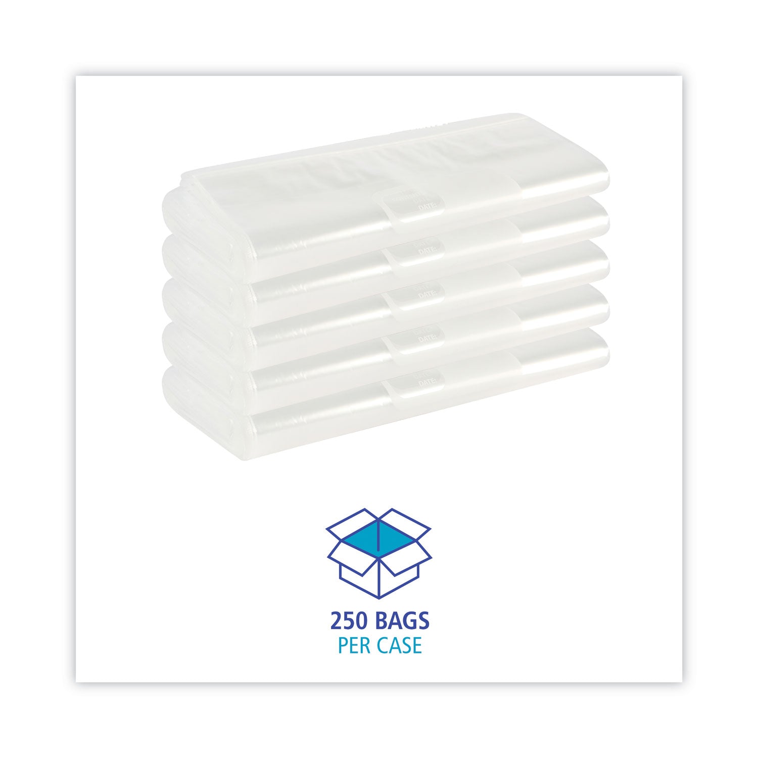 Reclosable Food Storage Bags, 1 gal, 1.75 mil, 10.5" x 11", Clear, 250/Box