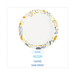 Deerfield Printed Paper Plates, 9" dia, Coated/Soak Proof, Multicolor, 125/Pack, 8 Packs/Carton