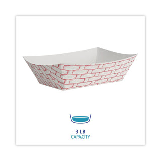 Paper Food Baskets, 3 lb Capacity, Red/White, 500/Carton