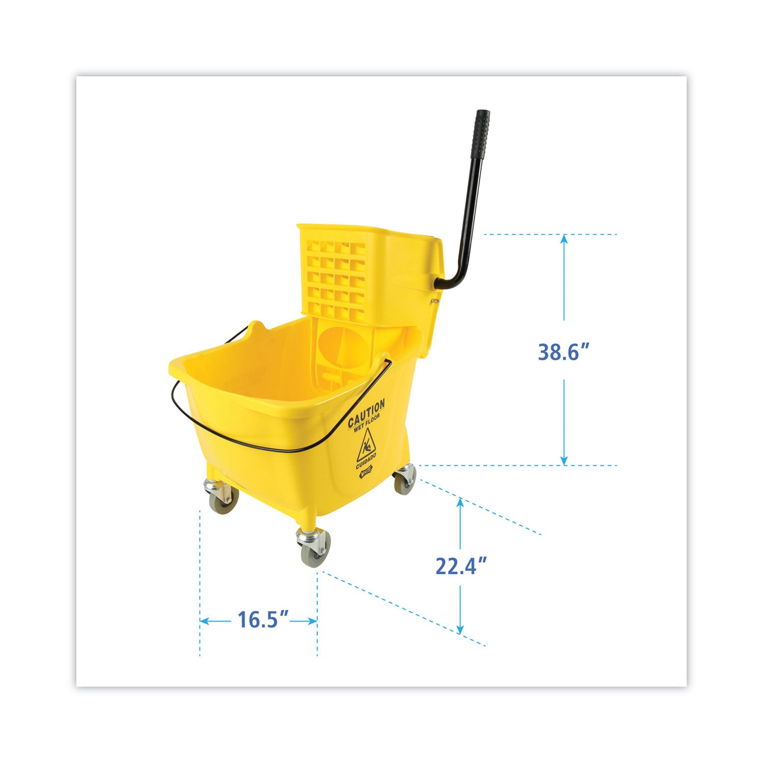 Pro-Pac Side-Squeeze Wringer/Bucket Combo, 8.75 gal, Yellow/Silver - 