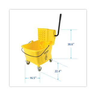 Pro-Pac Side-Squeeze Wringer/Bucket Combo, 8.75 gal, Yellow/Silver - 