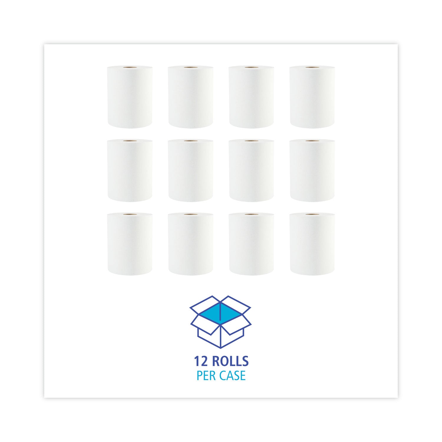 Hardwound Paper Towels, 1-Ply, 8" x 600 ft, White, 2" Core, 12 Rolls/Carton