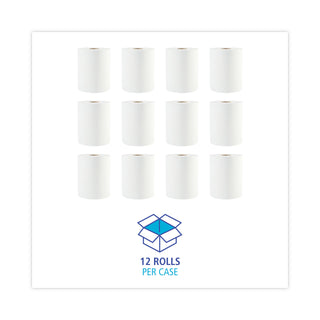 Hardwound Paper Towels, 1-Ply, 8" x 600 ft, White, 2" Core, 12 Rolls/Carton