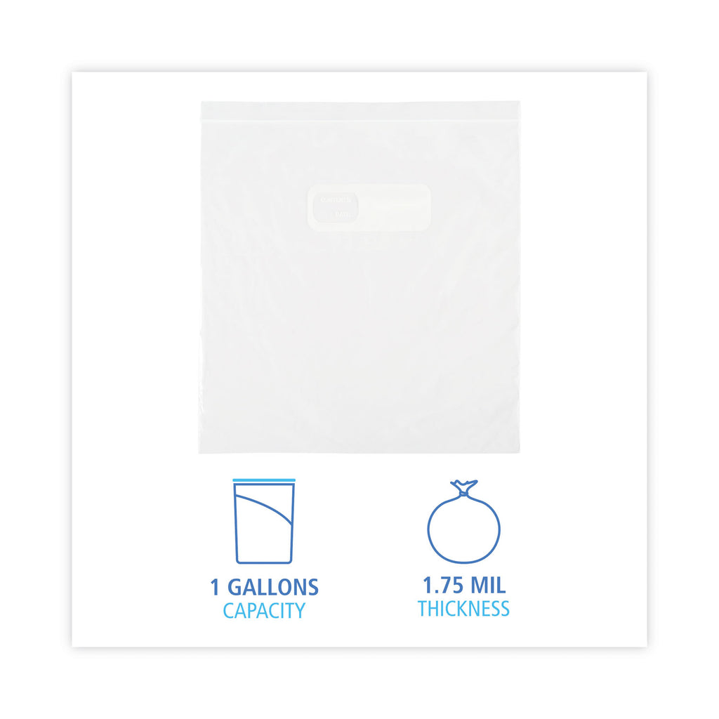 Reclosable Food Storage Bags, 1 gal, 1.75 mil, 10.5" x 11", Clear, 250/Box