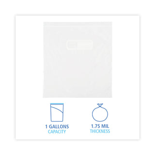 Reclosable Food Storage Bags, 1 gal, 1.75 mil, 10.5" x 11", Clear, 250/Box