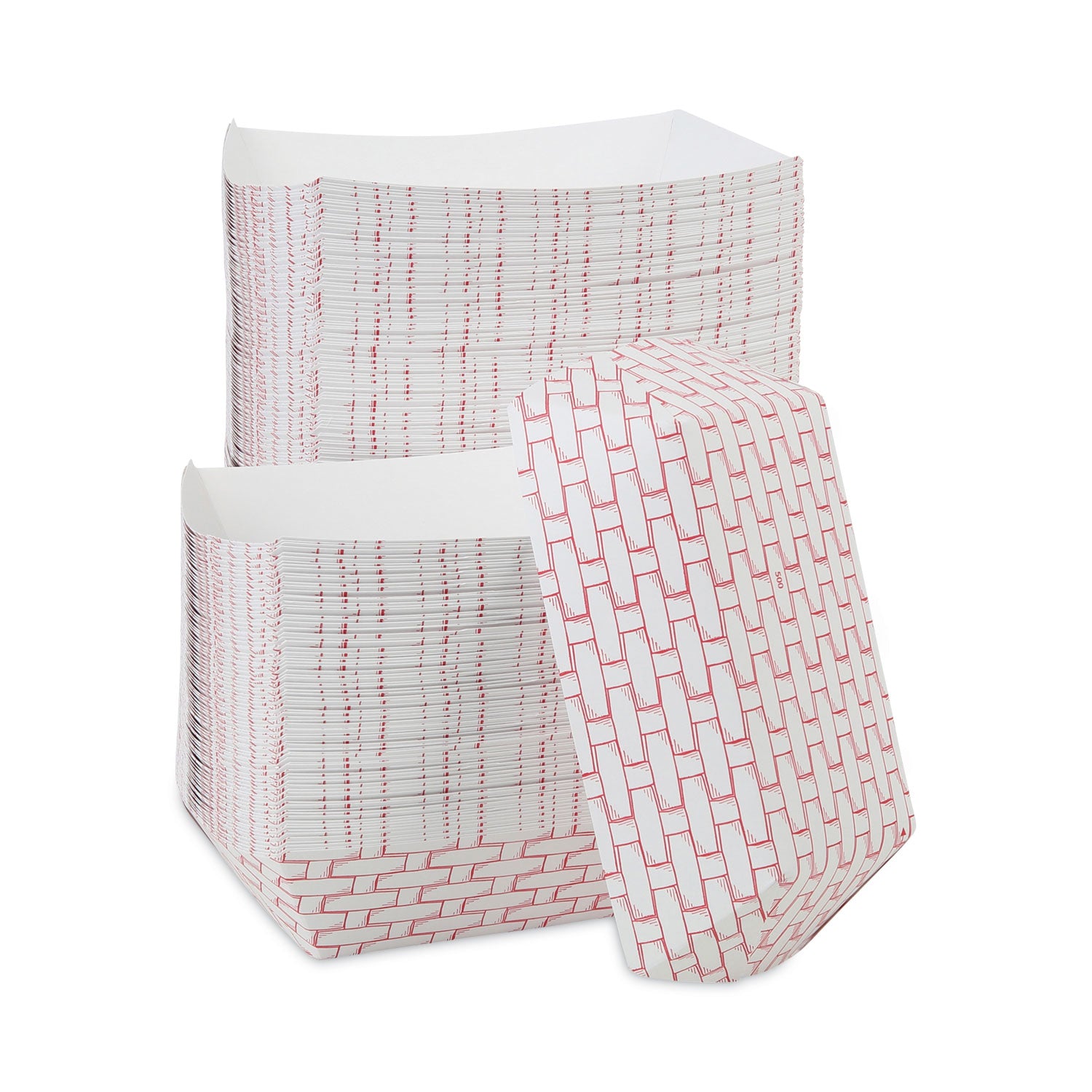 Paper Food Baskets, 5 lb Capacity, Red/White, 500/Carton - 