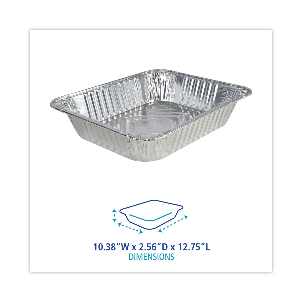 Aluminum Steam Table Pans, Half-Size Deep128 oz., 2.56" Deep, 10.38 x 12.75, 100/Carton