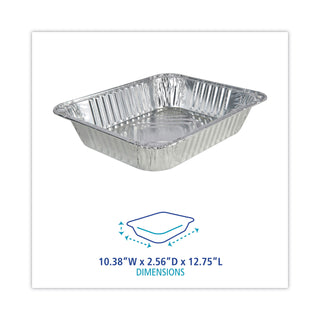 Aluminum Steam Table Pans, Half-Size Deep128 oz., 2.56" Deep, 10.38 x 12.75, 100/Carton