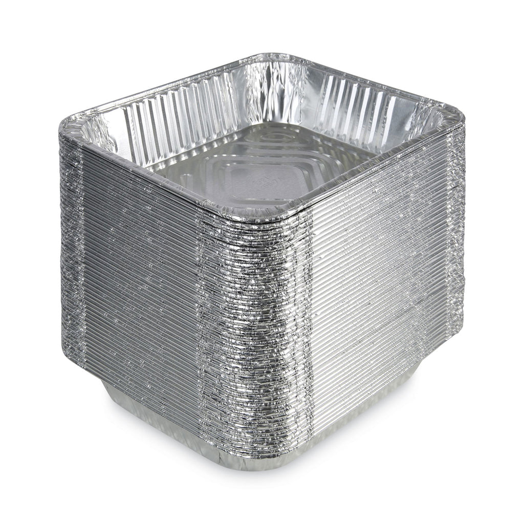 Aluminum Steam Table Pans, Half-Size Deep128 oz., 2.56" Deep, 10.38 x 12.75, 100/Carton