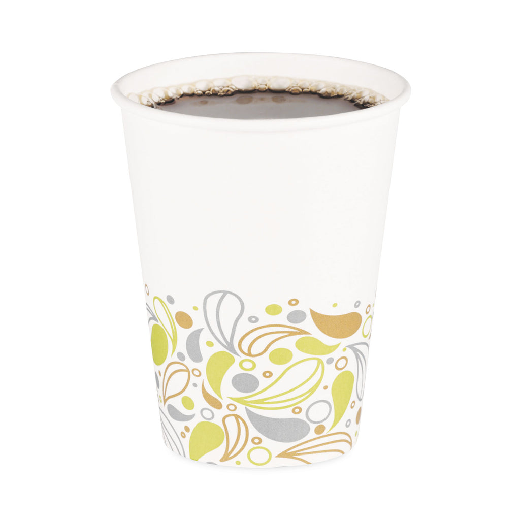 Deerfield Printed Paper Hot Cups, 12 oz, 50 Cups/Sleeve, 20 Sleeves/Carton