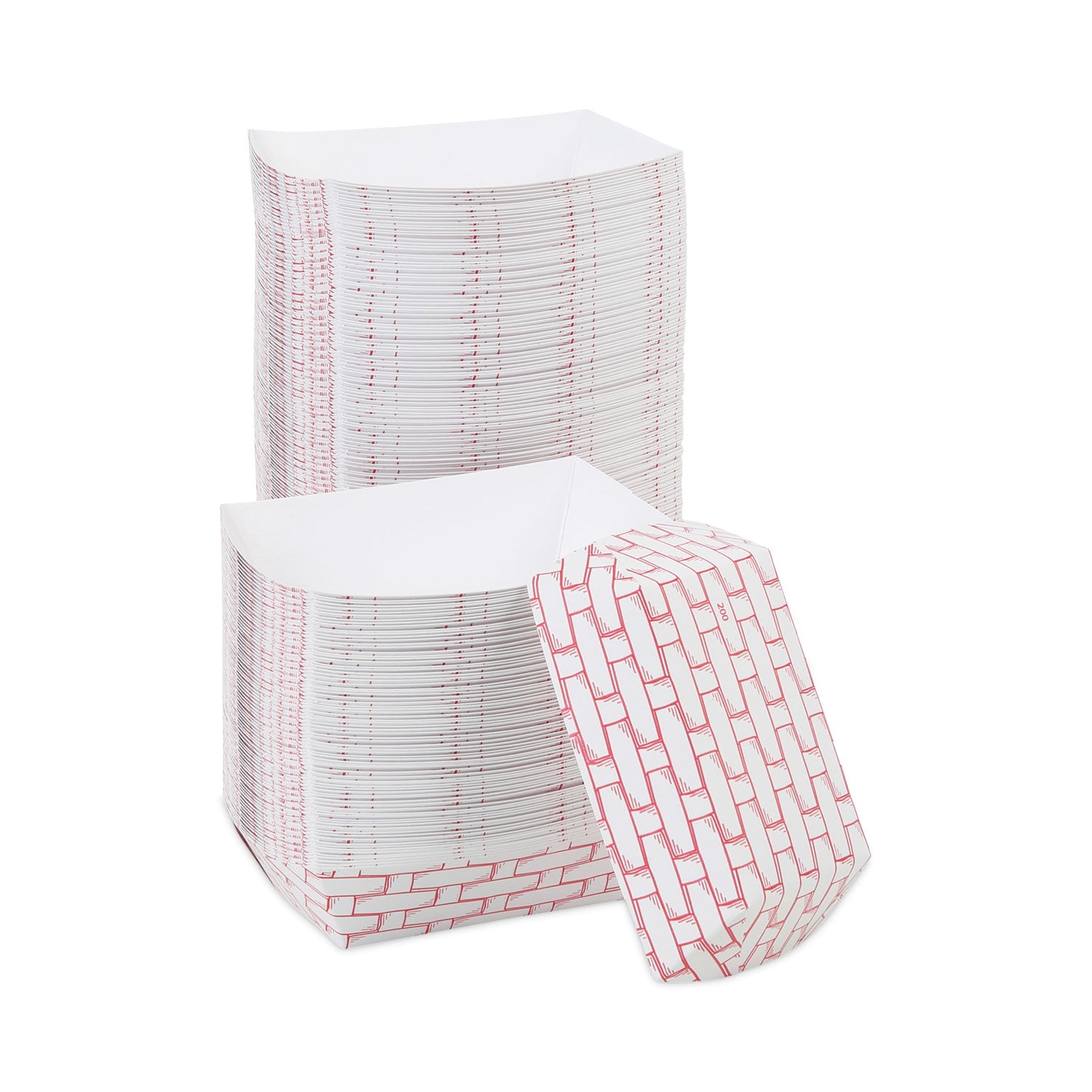 Paper Food Baskets, 2 lb Capacity, Red/White, 1,000/Carton - 