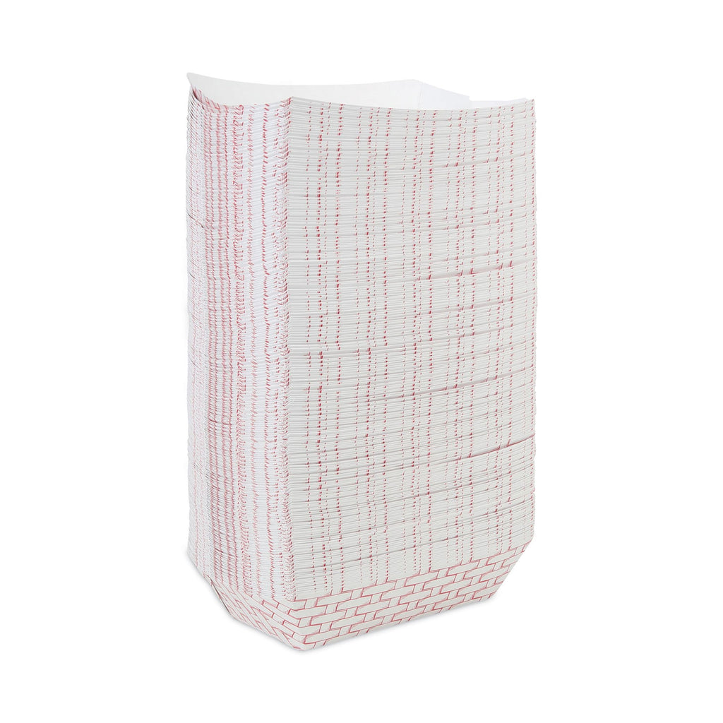 Paper Food Baskets, 5 lb Capacity, Red/White, 500/Carton