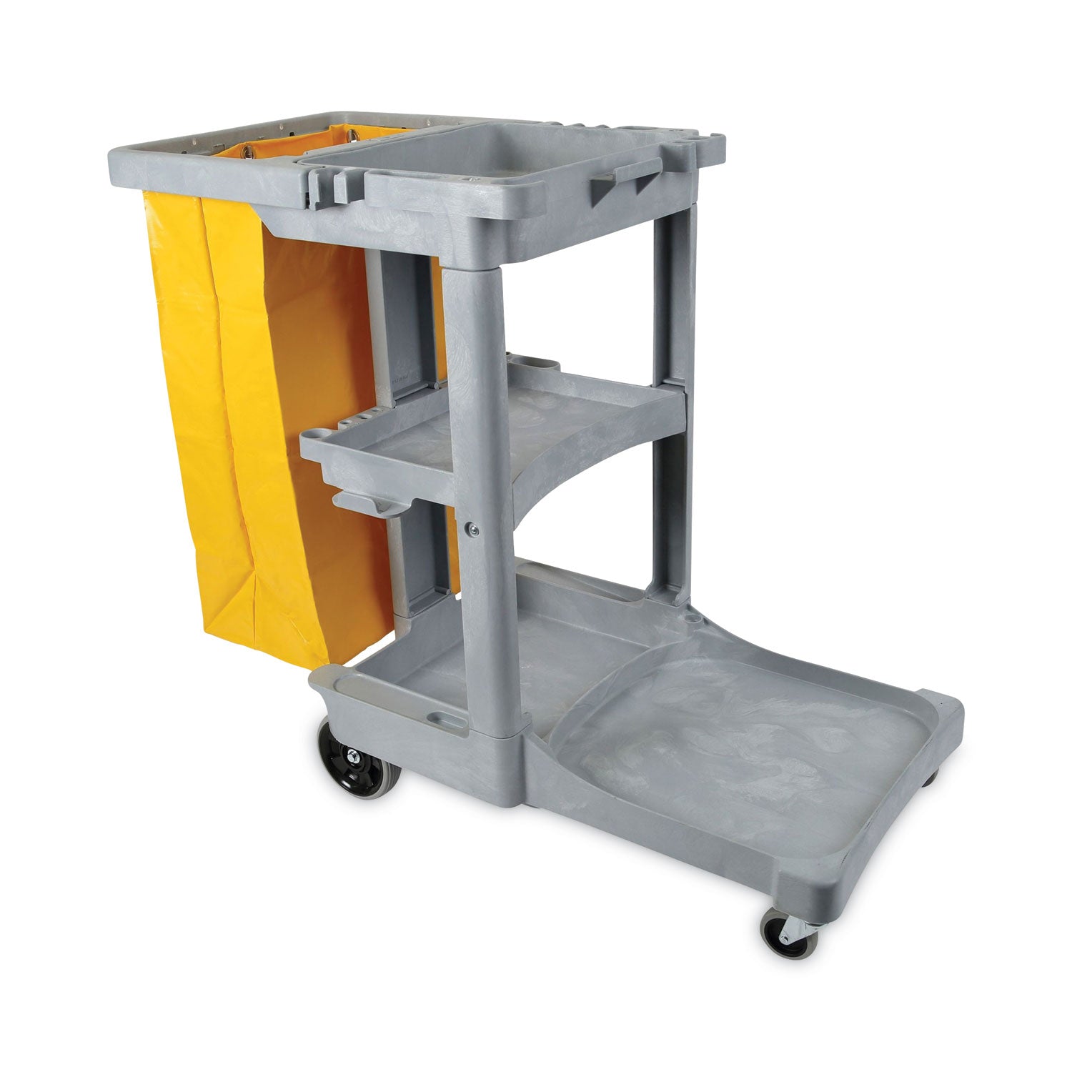 janitors-cart-plastic-4-shelves-1-bin-22-x-44-x-38-gray_bwkjcartgra - 2