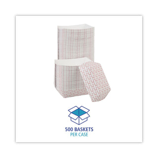 Paper Food Baskets, 3 lb Capacity, Red/White, 500/Carton