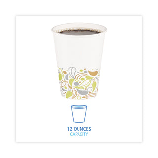 Deerfield Printed Paper Hot Cups, 12 oz, 50 Cups/Sleeve, 20 Sleeves/Carton