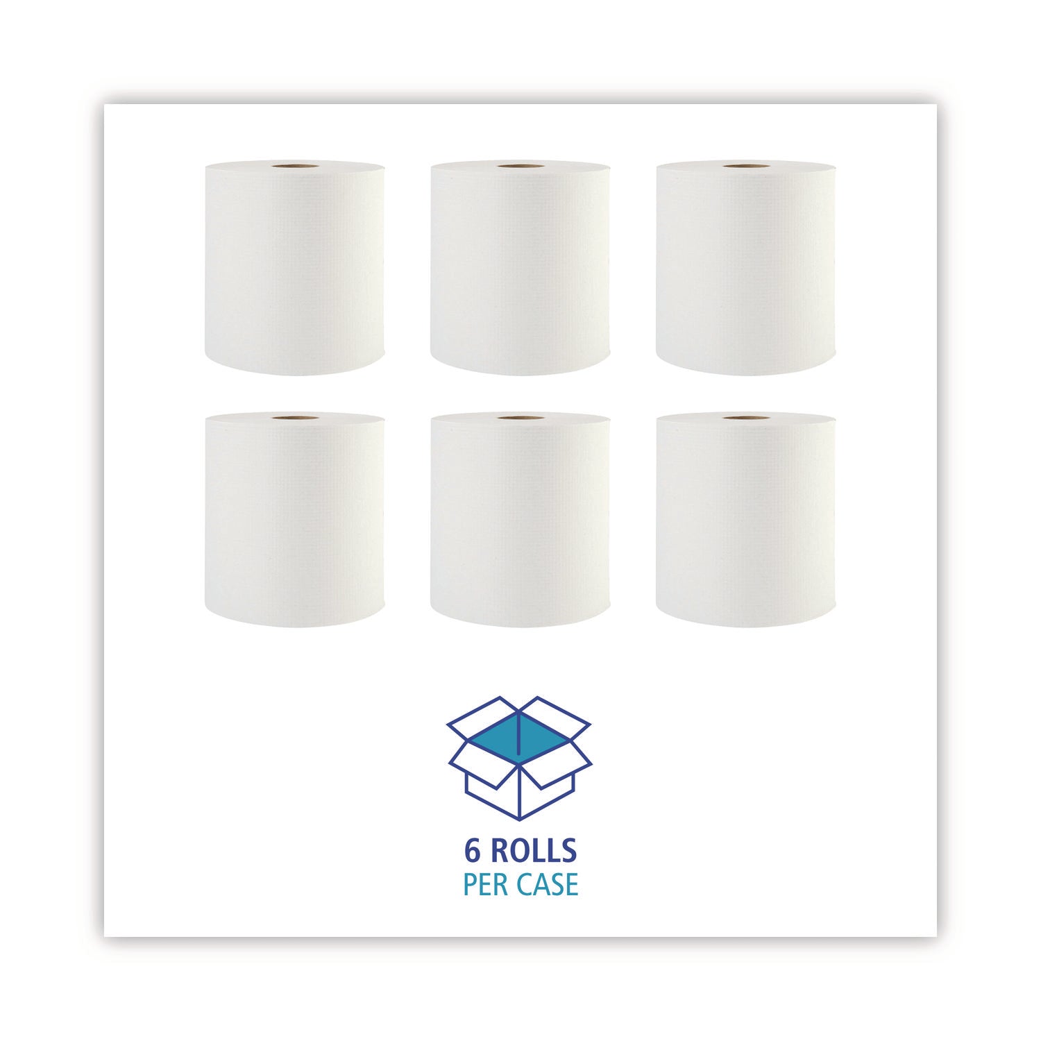 Hardwound Paper Towels, 1-Ply, 8" x 800 ft, White, 6 Rolls/Carton