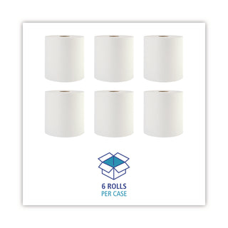 Hardwound Paper Towels, 1-Ply, 8" x 800 ft, White, 6 Rolls/Carton