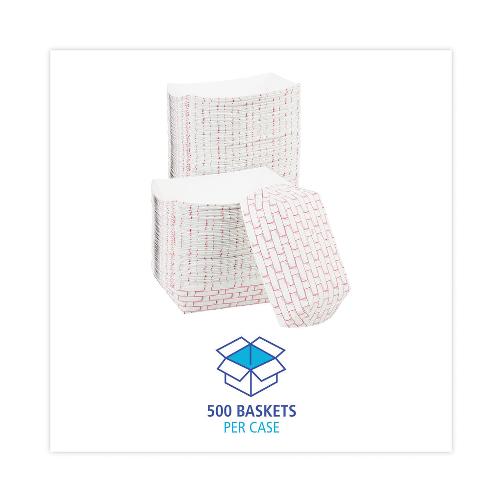 Paper Food Baskets, 1 lb Capacity, Red/White, 1,000/Carton