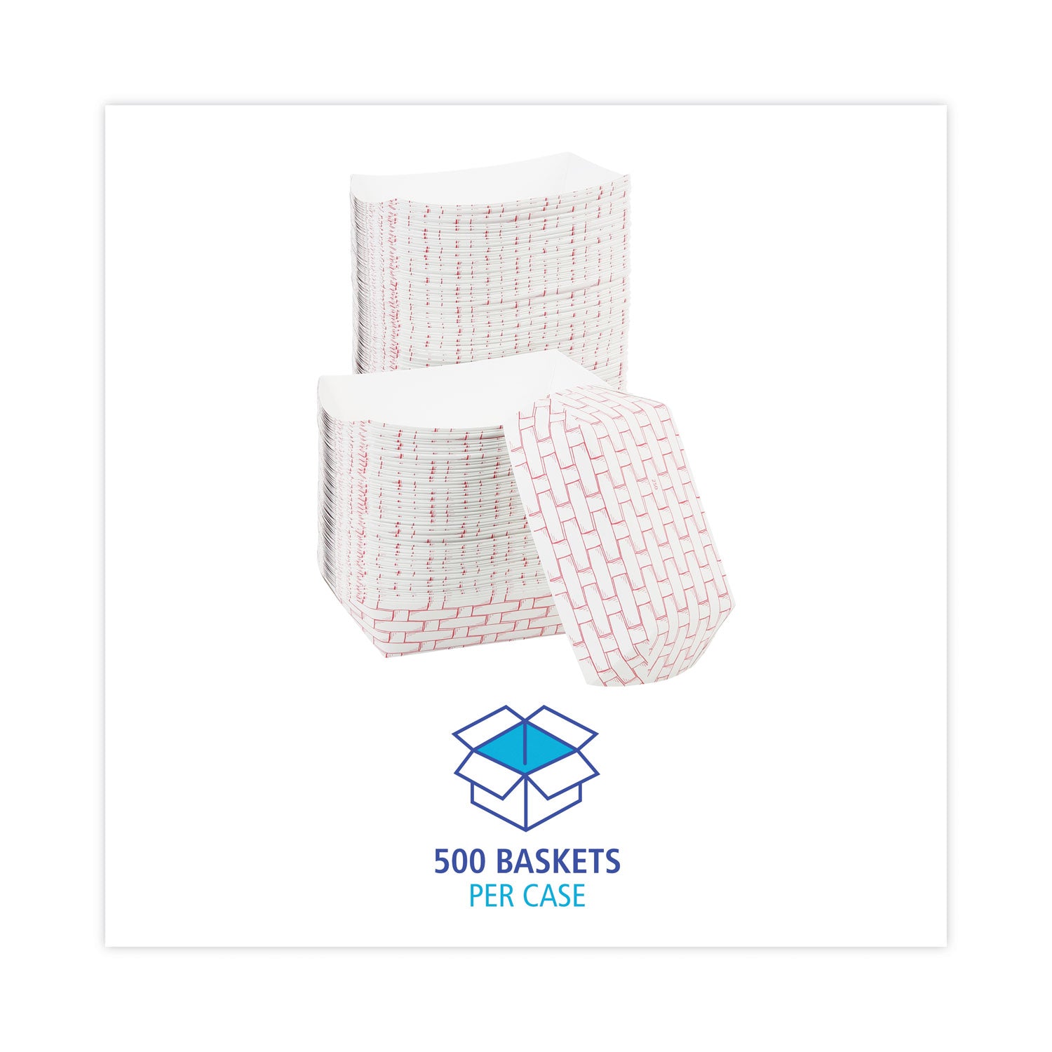 Paper Food Baskets, 1 lb Capacity, Red/White, 1,000/Carton